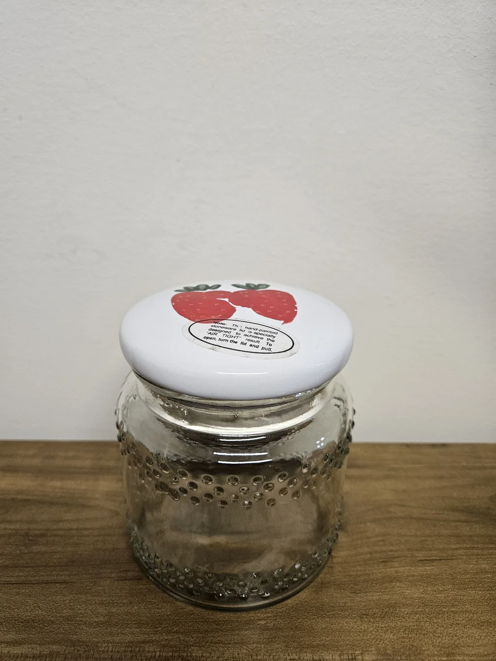 Vintage Hobnail Strawberry Glass Storage Jar